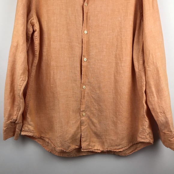Banana Republic Orange Linen Button Down Shirt - Picture 7 of 12